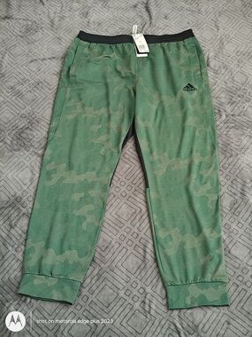 Adidas Men's Green Camo Joggers with Black Waistband DM1565 Size XL
